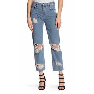 Current/Elliott original straight destroyed jeans